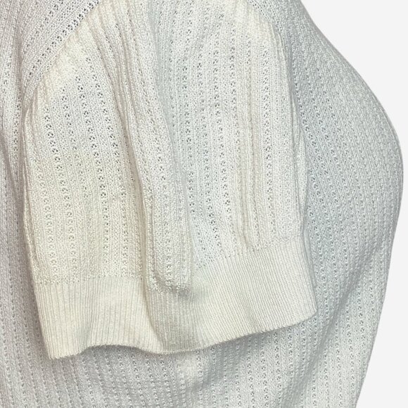 St. John Ivory Short-Sleeve Knit Top L Wool Cashmere Blend Made In USA - Picture 7 of 8
